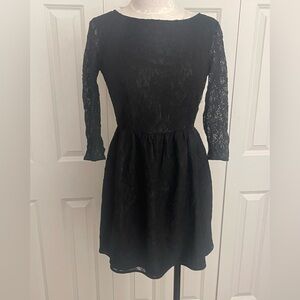French Connection Black Lace Long-Sleeve Sheath Dress